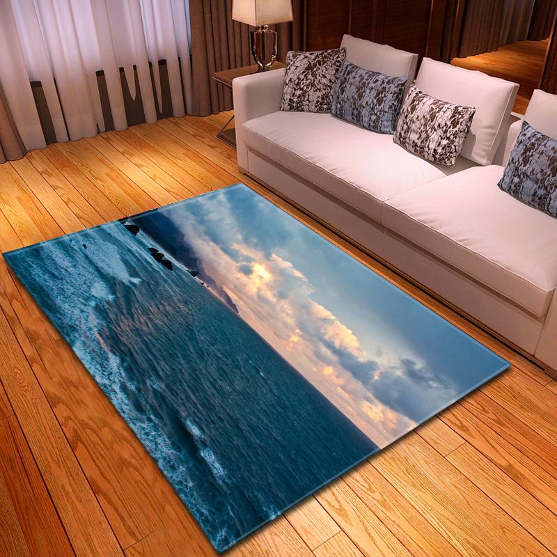 Beach Concept Landscape Living Room Carpet Bedroom Dining Room Floor Mat Pattern Size