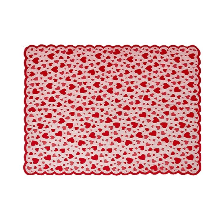 Runner da Tavola a Forma di Cuore in Pizzo per San Valentino Runner da Tavola Rosso Copertura per Anniversario Matrimonio Tappetini per Tavolo da Cucina e Sala da Pranzo