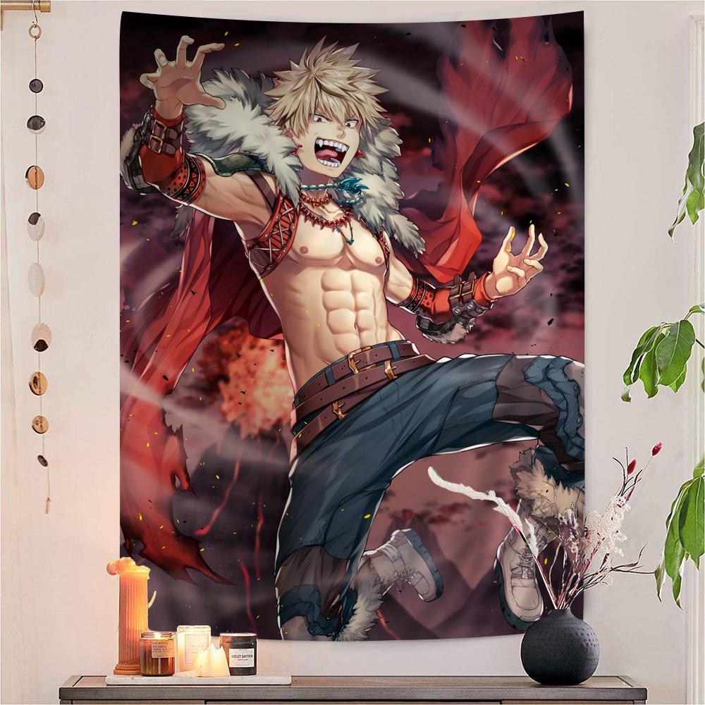 Anime BBakugo Katsuki Anime Tapestry Hanging Tarot Hippie Wall Rugs Dorm Wall Hanging Sheets