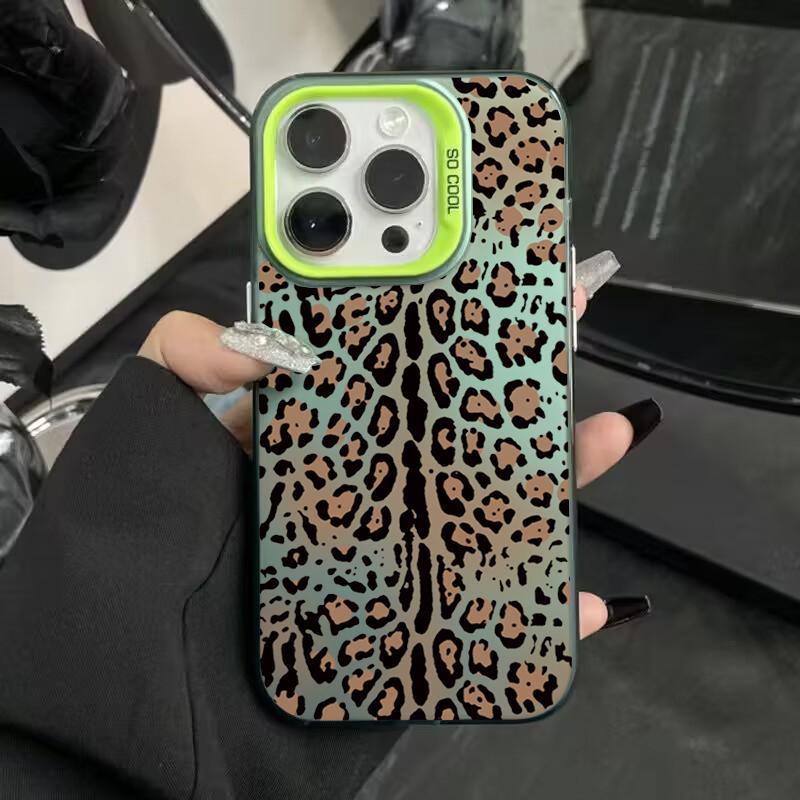 Luxury leopard print Electroplate Silver IMD Phone Case For iPhone 16 15 14 11 12 13 Pro Max Plus 7 8 Plus X XR XS Hard Cover