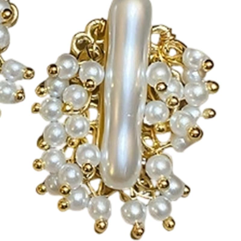 Flower Pearls Studs Earrings Smooth Surfaces Unique Ear Accessory Casual Formal Earrings Suitable for Fashion Women