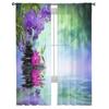 Violet Orchids Black Stones On The Water Sheer Curtains for Living Room Tulle Window Curtain Bedroom Kitchen Veil Drapes