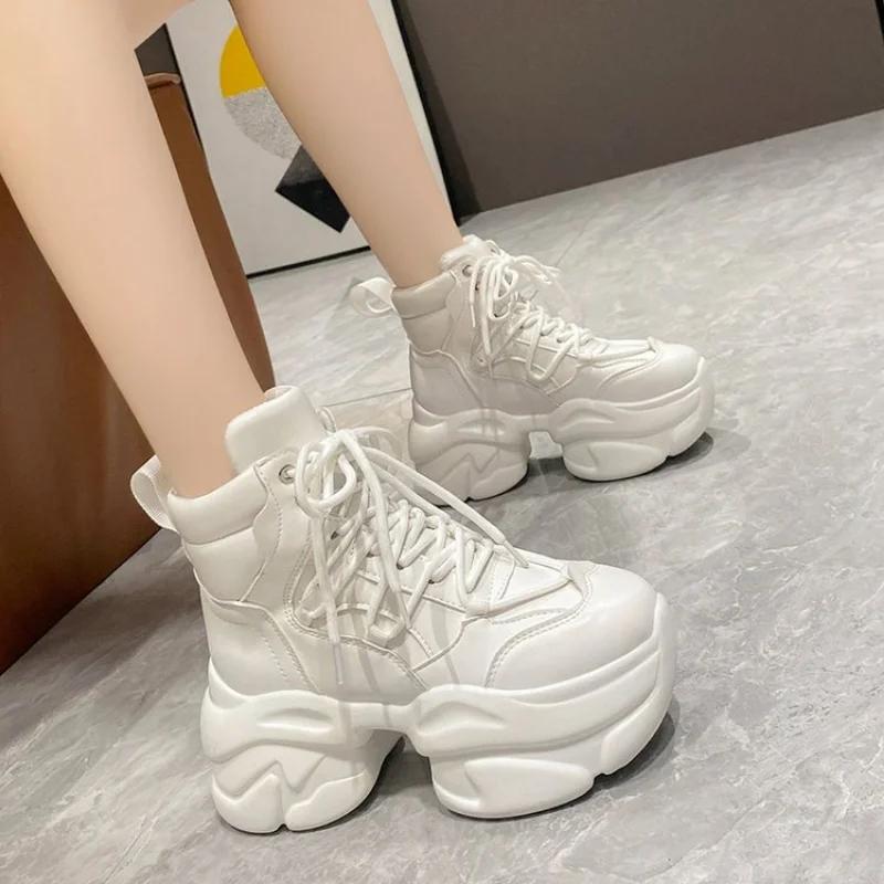 Fashion Platform Sneakers Women 2025 Breathable Mesh Shoes Women Wedges Heels Casual Shoes Thick Sole Autumn Winter Sports Sneakers