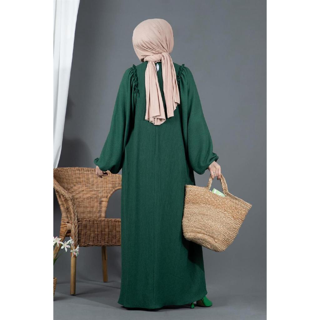 Ruffled Robe Wrap Dress-black