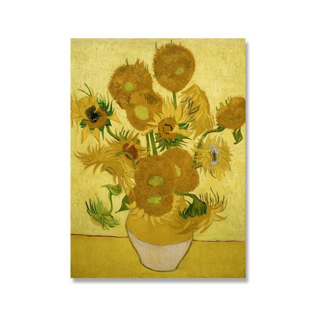 Berømt Van Gogh-kunstner Stjernehimmel Oljemaleri Solsikkeutstilling Plakat Blomst Naturlig veggkunst Lerretsmaleri Hjemmeinnredning Ingen ramme