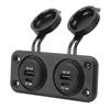 Dual Port Car Charger 2 Way DC 10‑30V USB TYPE C Power Outlet Socket with Mounting Panel Charging Adapter for RVs Boats
