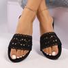 Fashion new hollow breathable lace flat-bottomed slippers women's pedal home slippers casual open-toed low-heeled slippers