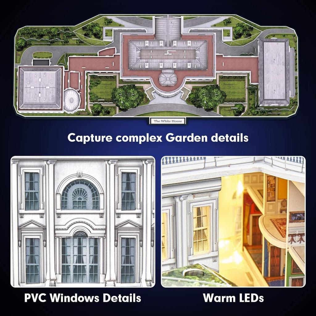 Cubic Fan 3D Puzzle Craft Kit, White House (with LED), L529h, No Glue or Tools Required