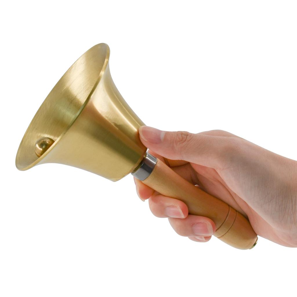 MrMrKura Jackpot Hand Bell, Call Bell, Hand-Wave Bell with Wooden Handle, Brass Table Bell, Raffle, Festival Supplies, Dinner Bell, Metal,