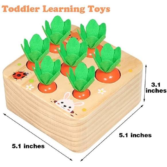 Montessori Toys for 1 Year Baby Pull Carrot Set Game Kids Wooden Toy Shape Sorting Matching Puzzle Educational Toys for Children