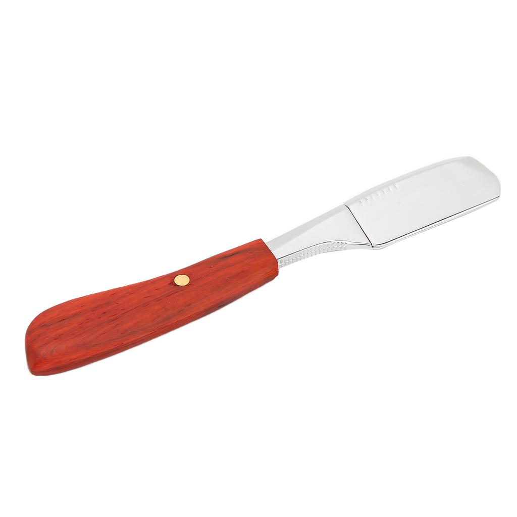 Men Straight Edge Shaving Blade Holder Wooden Handle Vintage Manual Blade Holder for Hair SalonBright Silver