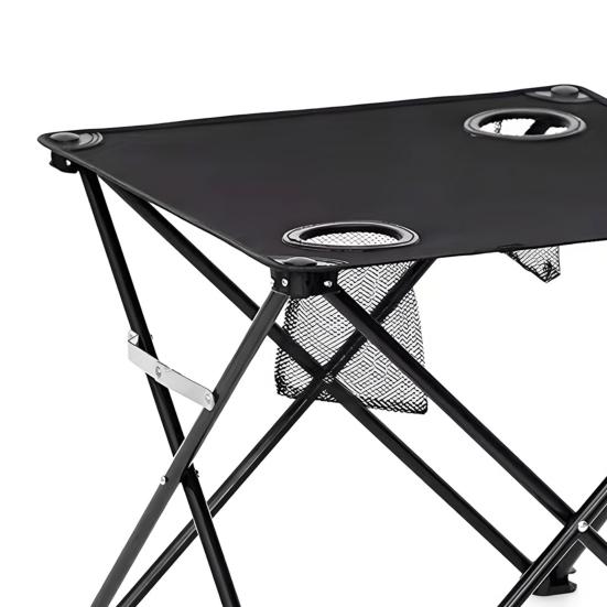 Folding Camping Cloth Table with 2 Cup Holders Carrying Bag Heavy Duty Waterproof Oxford Fabric Outdoor Picnic Beach Hiking Collapsible Table