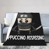 Italian Brainrot Characters Cappuccino Assassino Flannel Blanket Soft Durable Throw Blanket for Graphic Bedspread Sofa Bed Cover