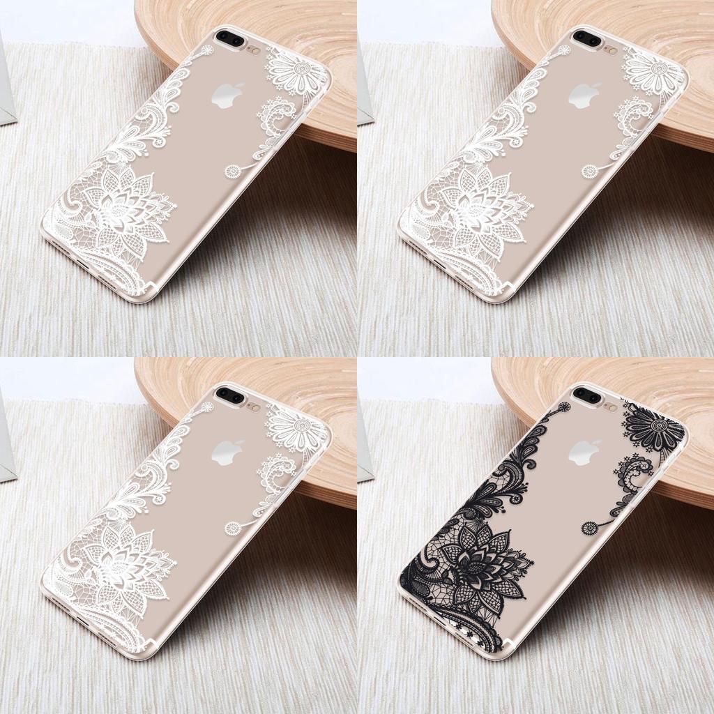 Lace Slim Flower Clear Soft Silicone Case Cover For Iphone X 6s 7 8 Plus