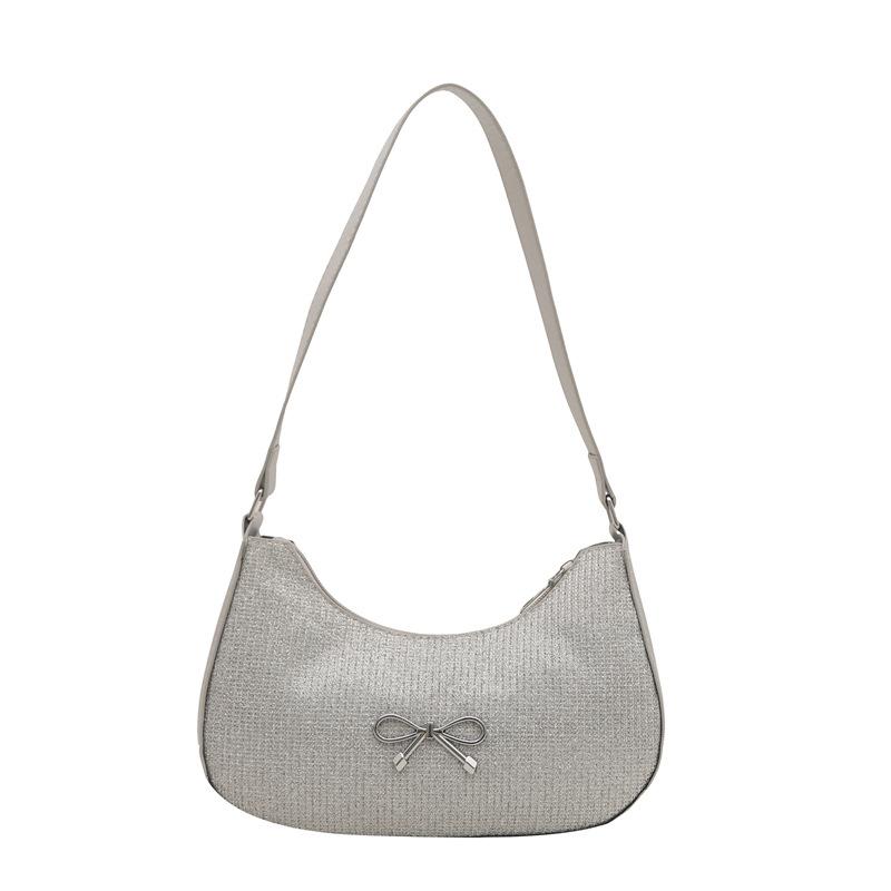 

Сладкий бант украшение женская ретро стиль новая мода текстура сумка подмышку модная сумка через плечо серебряный