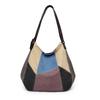 Women's Shoulder Bag Large Capacity Tote Bag Contrast Color Stitching Canvas Bag
