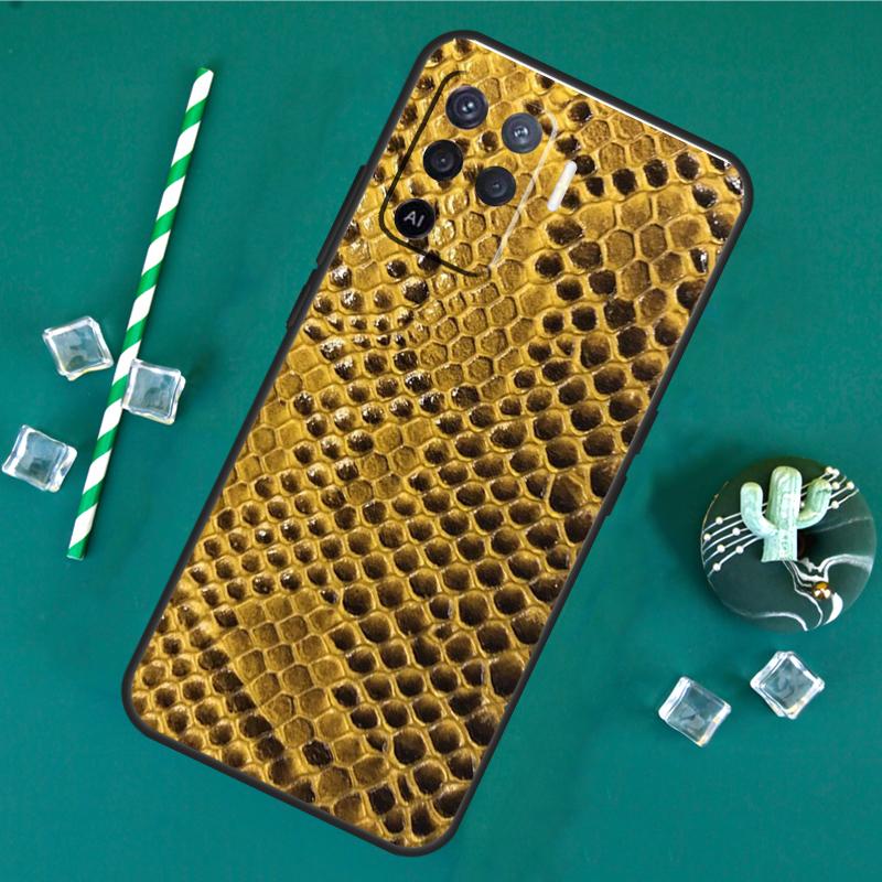 Snake Skin Case For Oppo A40 A60 A80 A16 A76 A96 A18 A38 A58 A78 A98 A91 A15 A17 A74 A94 A54 A57S Cover