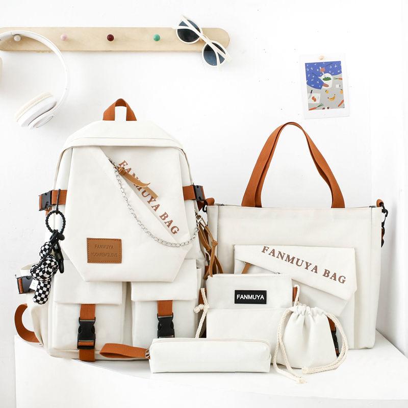 Набор из 5 предметов: рюкзак, сумка через плечо, сумка-кроссбоди, пенал, набор Ackpack, с сумкой-тоут и кошельком, большая вместимость, легкий и дышащий, для улицы K 1 set