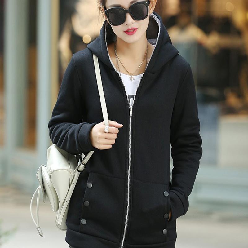 Damska polarowa kurtka z kapturem, pogrubiony płaszcz średniej długości na jesień i zimę, kardigan z futerkiem
