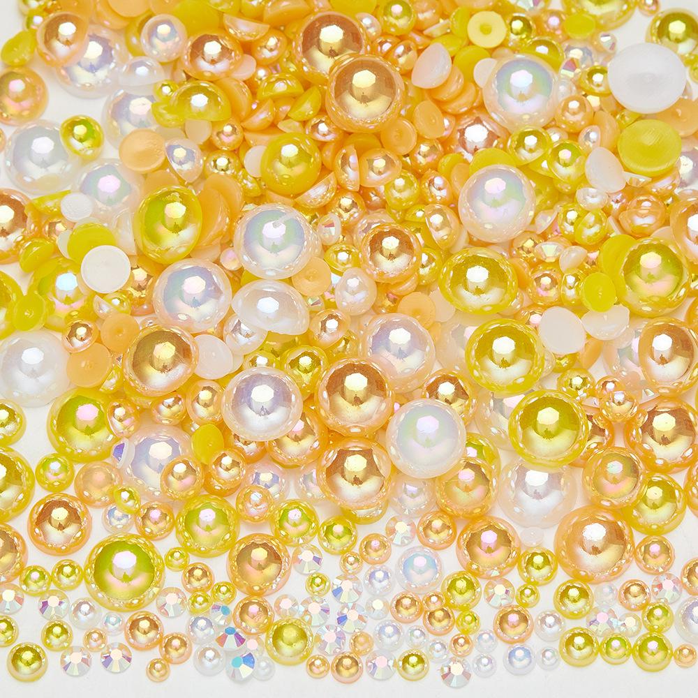 

Набір райдужних стразів та перлів для нейл-арту: Змішані кольори для DIY ремесел 3-10mm Flatback Pearl Resin Mix 30g/pack