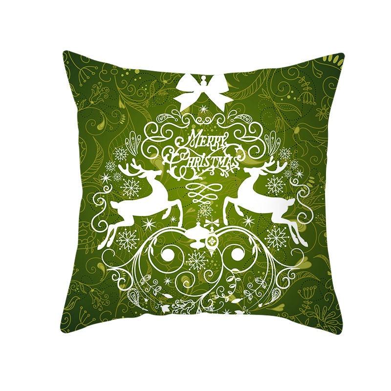 Merry Christmas Snowflake & Pine Branch Throw Pillow Cover, Festive Ornament Printed Cushion Case