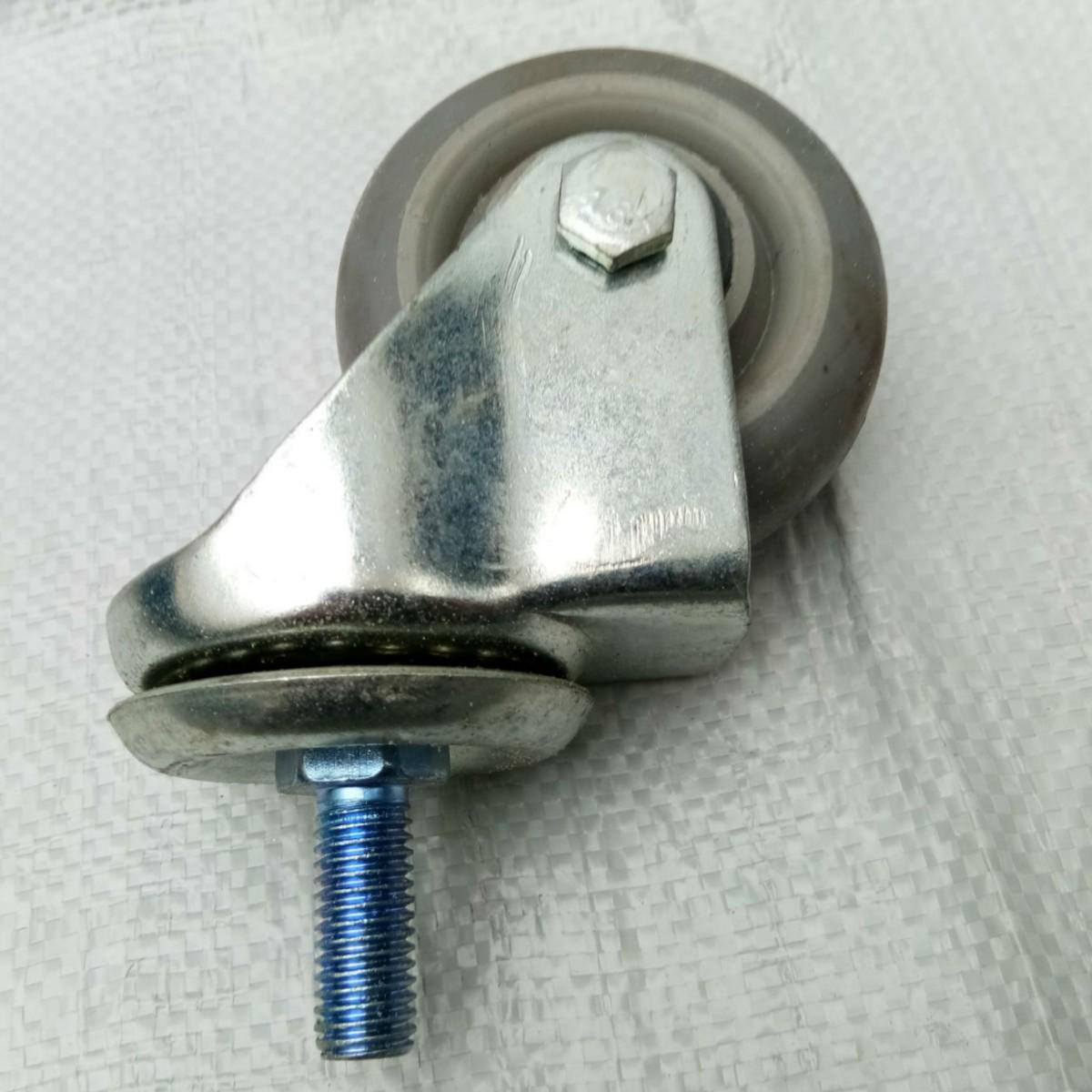 Medium Gray Rubber Swivel Caster with Elastic Dome Wheel