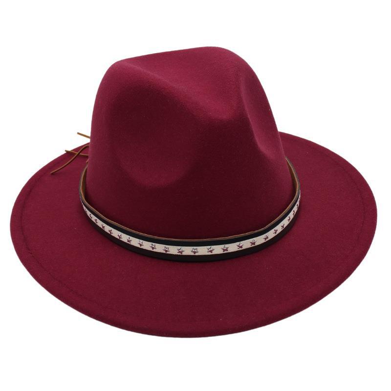Foreign Trade Retro Top Hat Pentagram Jazz Hat Men'S And Women'S Felt Hat European And American Style Hat Woolen Hat Wool