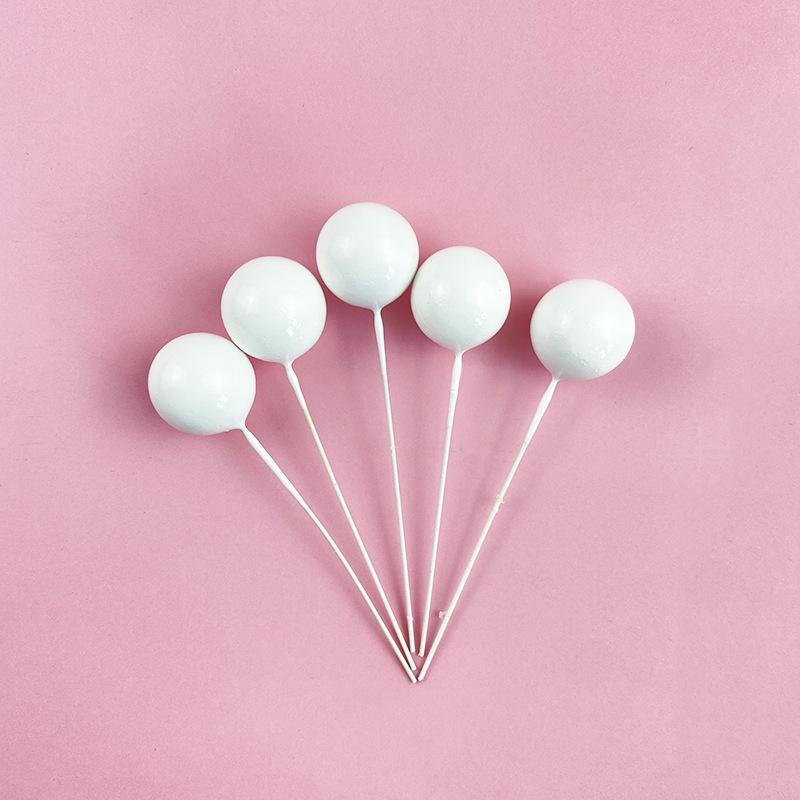 Sada zlatých kuličkových dekorací na dort - 10 kusů: Pěnová koule Narozeninová pekařská zapichovátka a doplňky na dezertní stůl