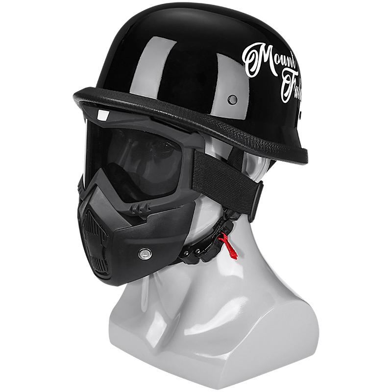 

Немецкий мотоциклетный полушлем в ретро-стиле 108 матовый черный маска для лица ветровое стекло все сезоны универсальный мотоциклетный полушлем M