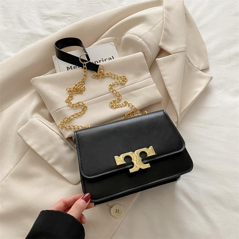 

Большая вместительная женская сумка 2025 года, новая модная сумка через плечо с высокой цепочкой, универсальная сумка-мессенджер, маленькая квадратная сумка чёрный