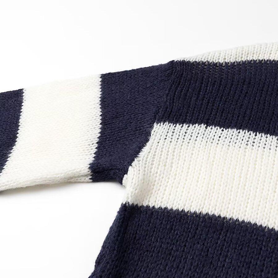 2024 Women's Color Block Striped Loose Sweater - Casual Fashion Pullover
