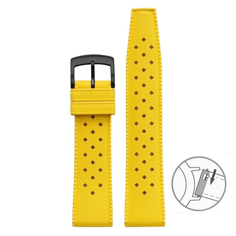 Fluorkautschukarmband, 20 mm, 22 mm, Schnellverschluss, sportlich, wasserdicht, atmungsaktiv, Löcher, FKM-Fluorkautschuk-Ersatzarmband für Männer und Frauen
