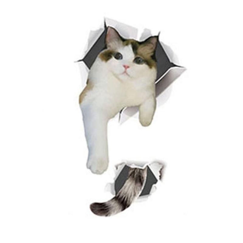 Модная 3D наклейка на туалет с котом — фото 19