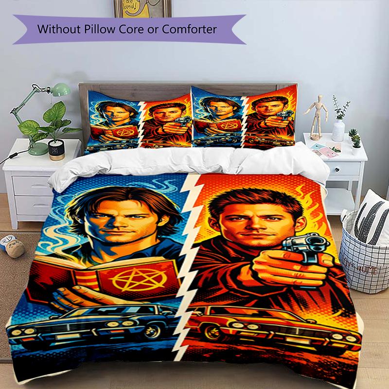3pcs Supernatural Bedding Set Duvet Cover Closure Includes 1 Duvet Cover & 2 Pillowcases, Soft and Comfortable for All Seasons.