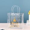 Ny Klar PVC-tygväska Handtag Stor Kapacitet Genomskinliga Shoppingkassar Genomskinlig Handpresentpåse