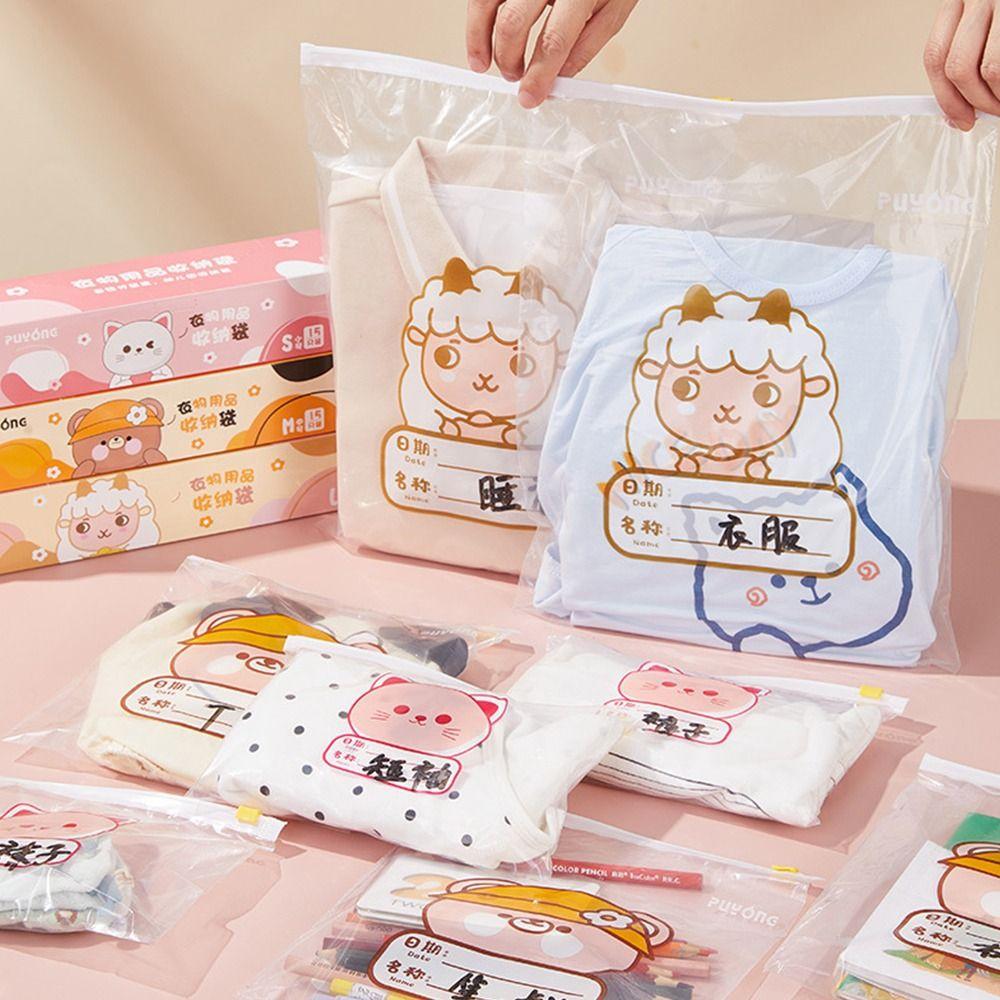 10/15PCS Cartoon Pattern Classified Sealed Bag Moisture-proof Cloth Sorting Pouch  Travel