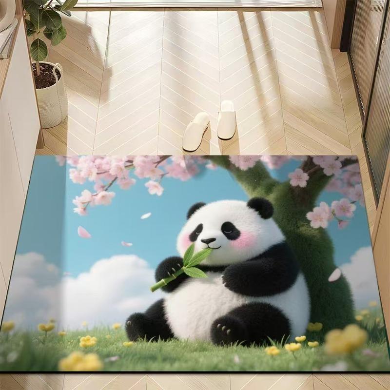 Cute Panda Diatomite Bath Mat - Super Absorbent Fast Dry Door Mat Anti-Slip Waterproof Floor Mat for Bathroom Kitchen Laundry Room
