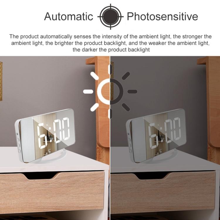 Multifunctional LED Makeup Mirror Desk Clock Automatic Photosensitive Electronic Alarm Home Decoration