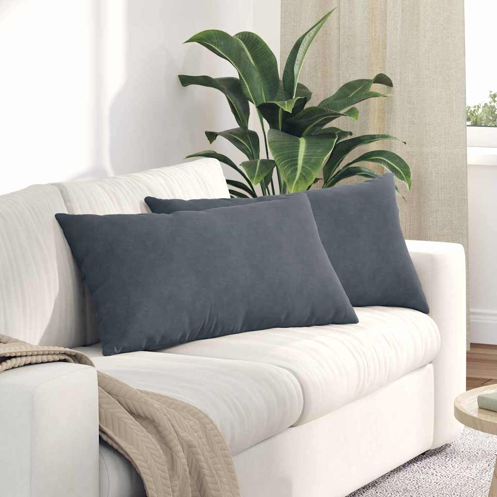 Sofa Cushions 2 Pieces Dark Grey 80 x 40 cm Cord Fabric