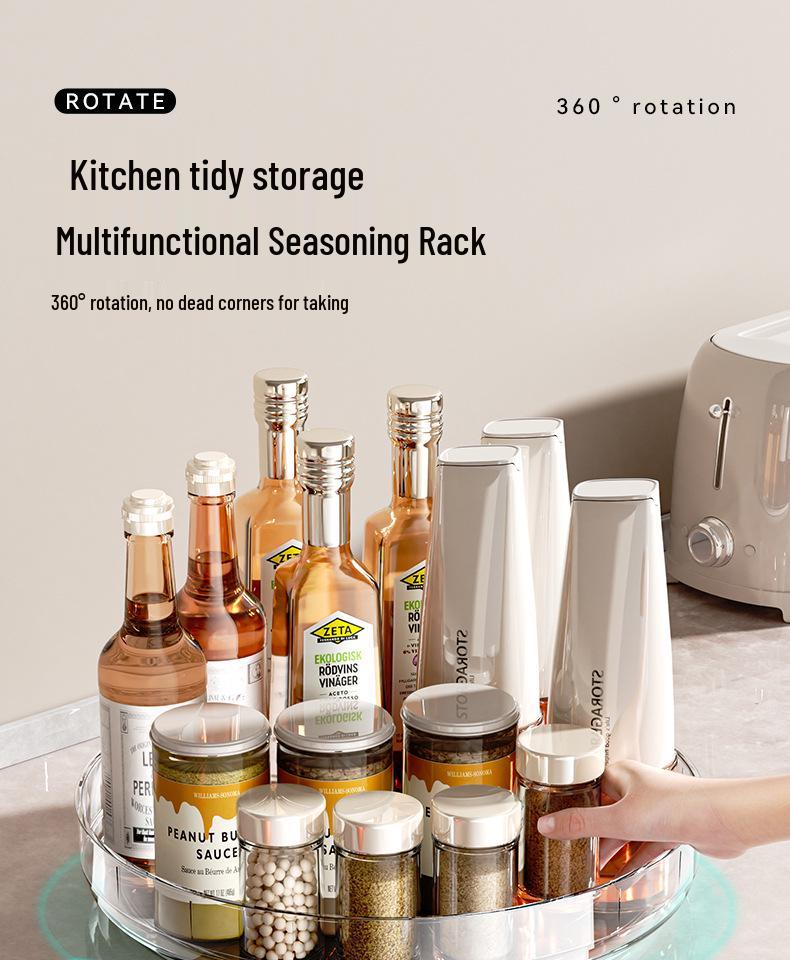 2025 Rotating Kitchen Seasoning Rack: Multi-functional Storage for Oil, Salt, Soy Sauce, Vinegar, and Seasonings
