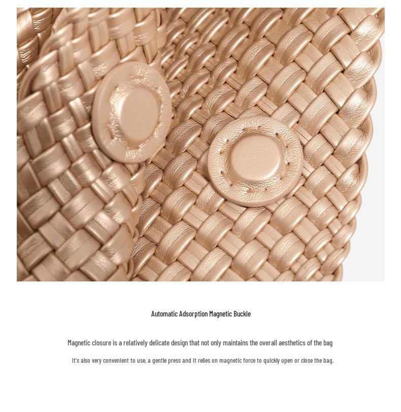 2026 Fashionable Woven Women's Bucket Bag, High-End Shoulder & Underarm Handbag