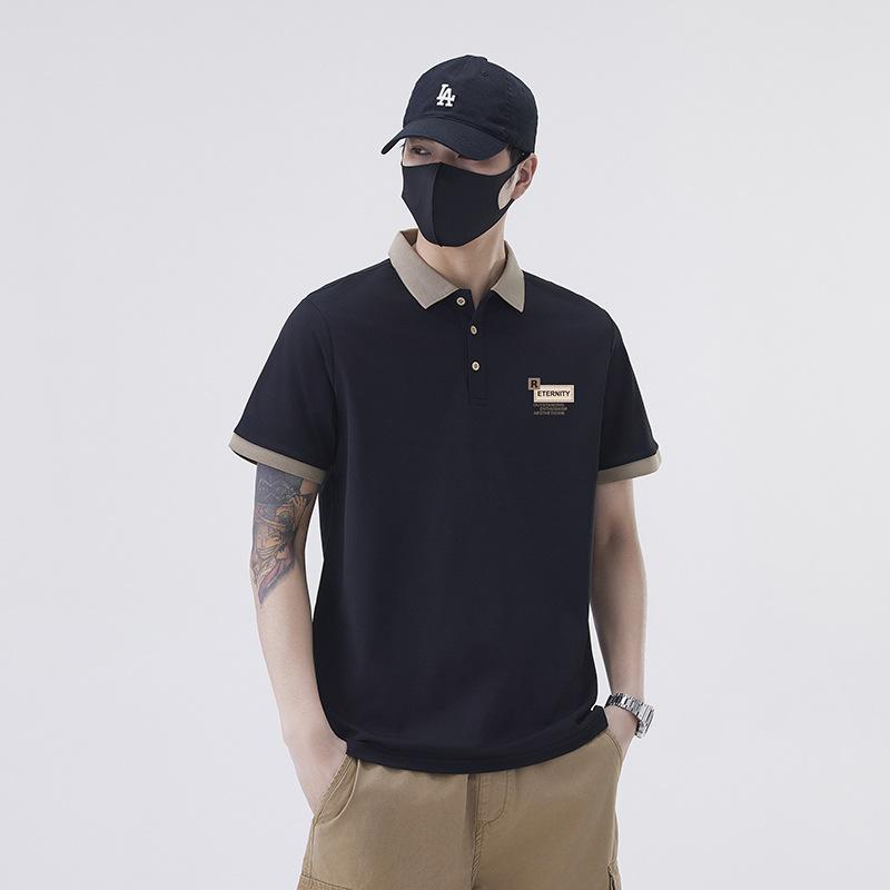 

Футболка-поло с коротким рукавом для мужчин, летняя одежда, новая, свободного кроя, контрастного цвета 3XL