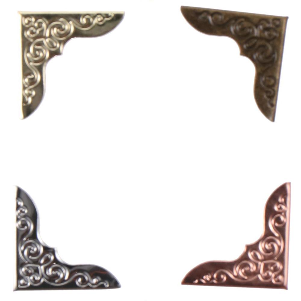 80pcs Side Length 23mm Book Corners Iron Triangle Carved Protector Menus Folder