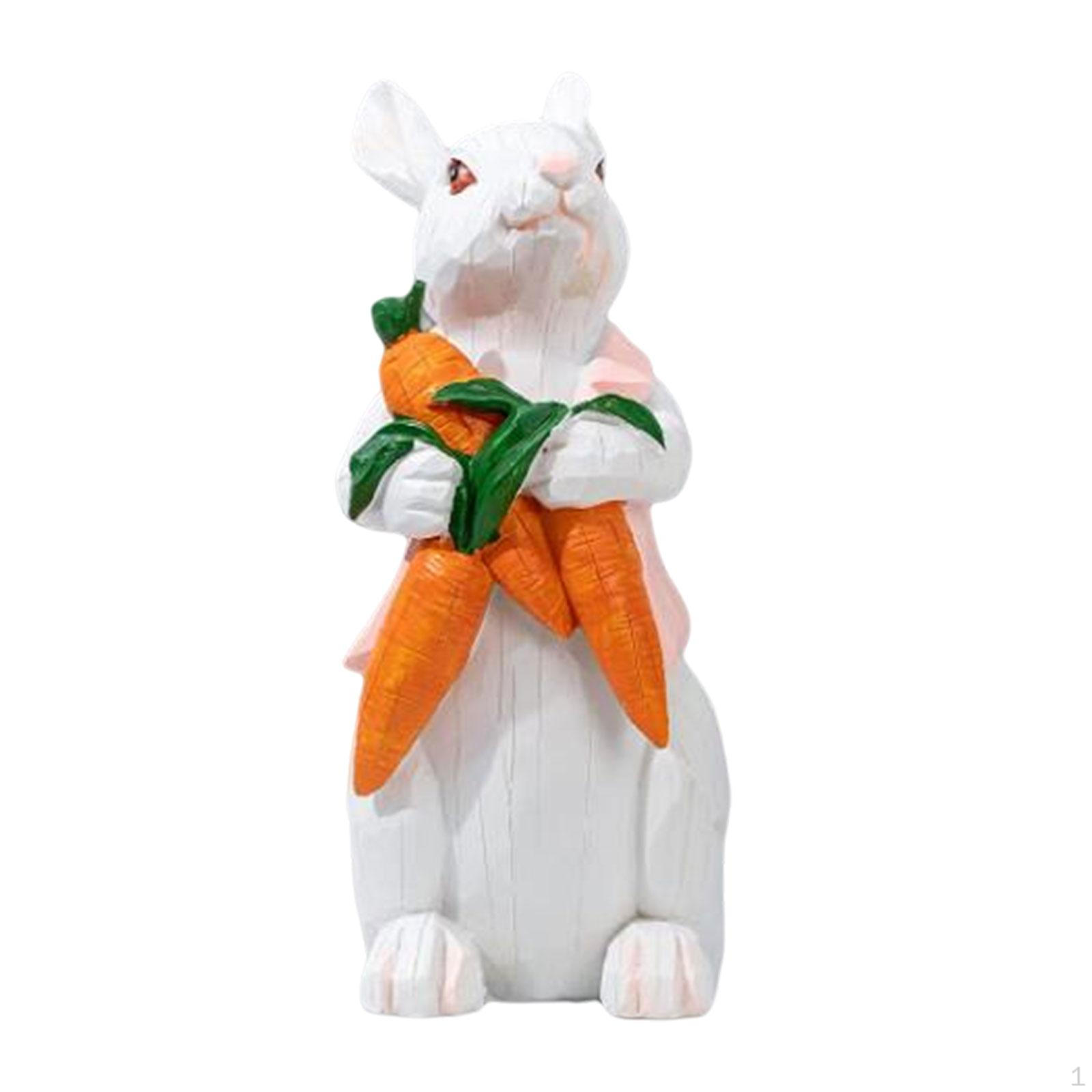 

Figurine Sculpture Resin Bunny Statue Desktop Ornament Table Centerpiece Lifelike Craft Suitable for Carrot