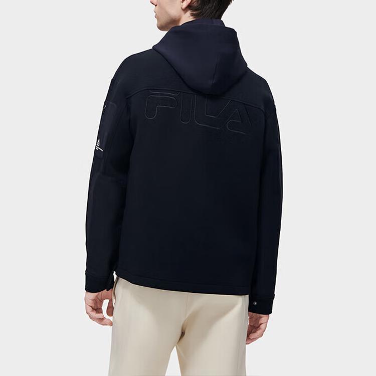 FILA Original Series Printed Letter Zipper Hoodie Jacket Men jackets Black F11M319502F-BK