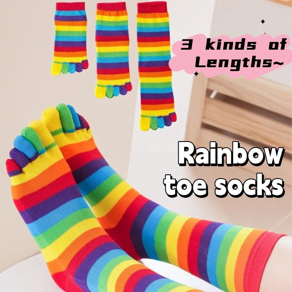 Calzini Cotone Arcobaleno a Cinque Dita Calzini da Donna a Dita di Alta Qualità Calzini in Cotone a Strisce Uomo