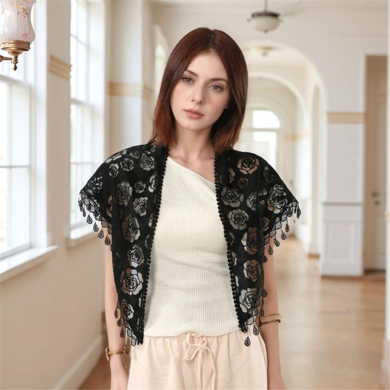 European Style Floral Embroidered Triangular for Bridal Weddings Parties As Head Shawl 130x50cm Polyester Fabric