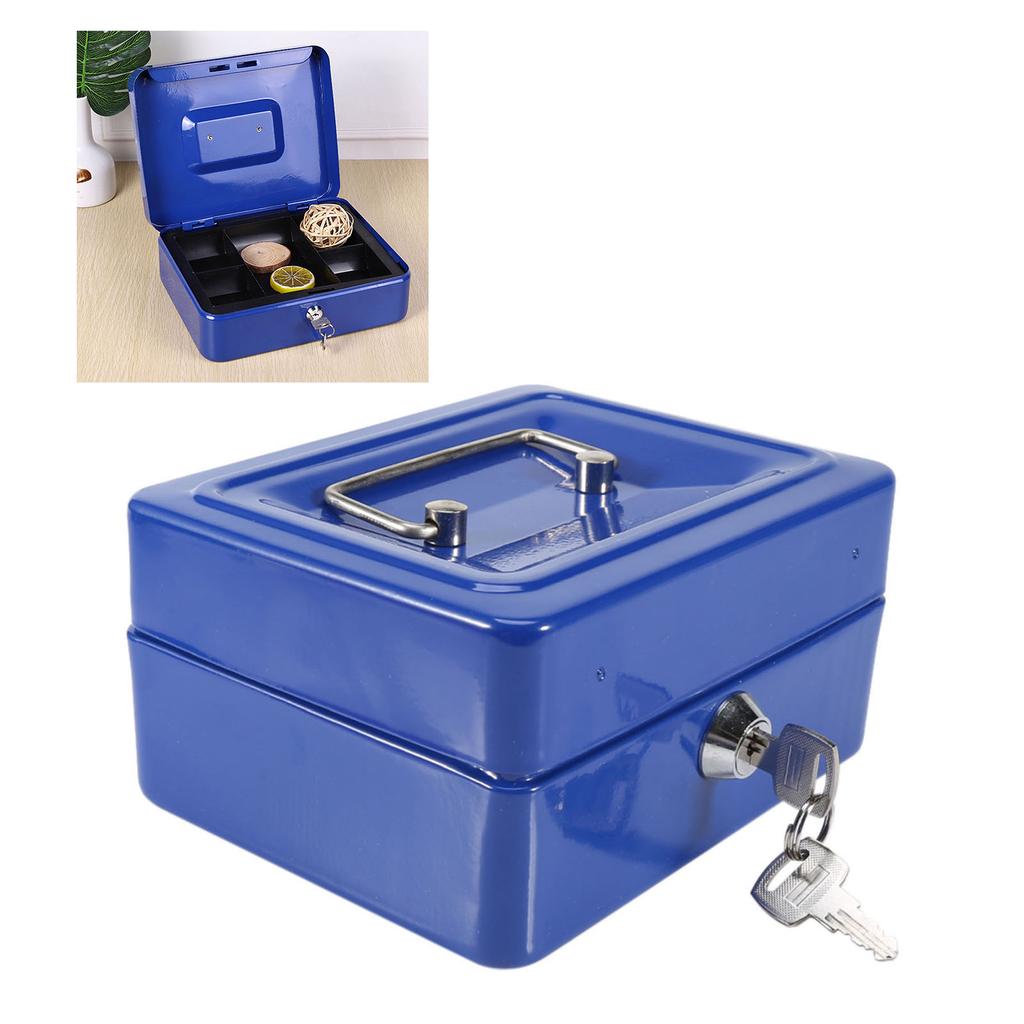 Portable Safe Box with 2 Key Fireproof Anti Theft Multipurpose Security Case Lock Box for Documents Jewelry