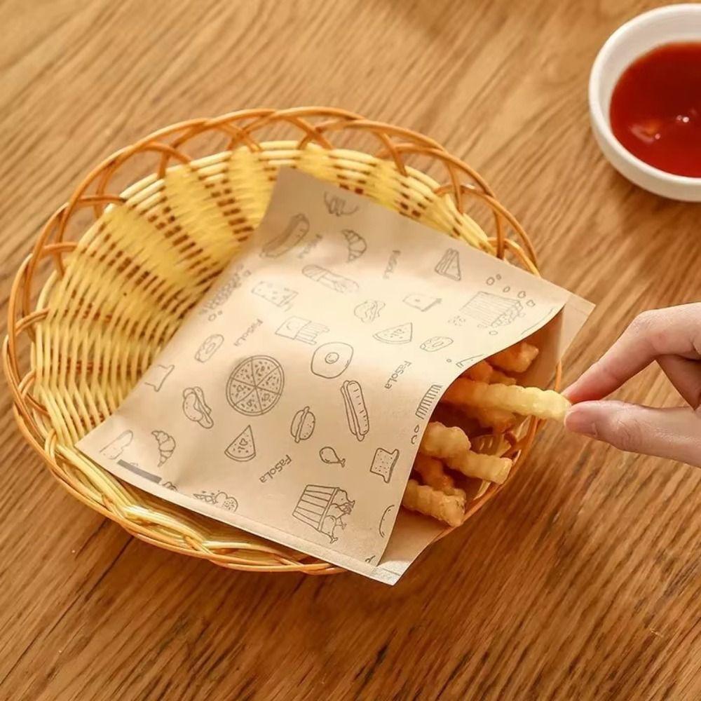 30Pcs Non-stick Kraft Paper Bag Disposable Baking Paper Food Packaging Bag  Kitchen Accessories