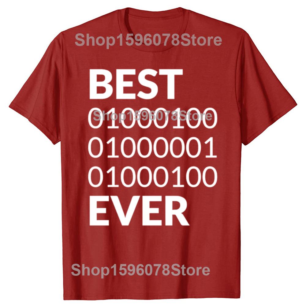 Best Dad Ever Binary Code Programmer Coder Fathers Day T Shirts Gifts Mens Clothing Fashion Casual Loose Oversized T Shirt